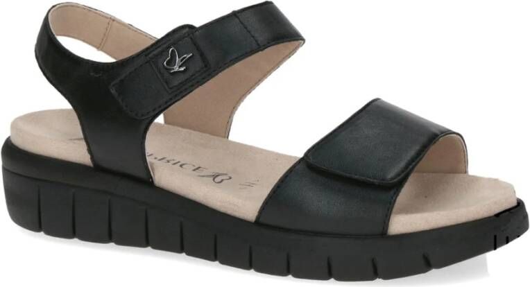 Caprice Zwarte Casual Open Platte Sandalen Black Dames