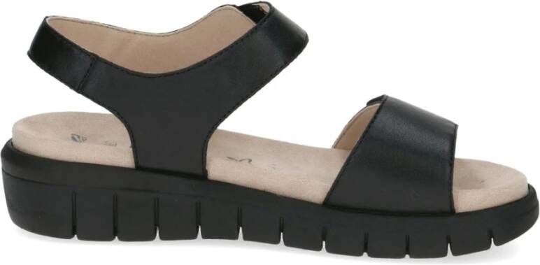 Caprice Zwarte Casual Open Platte Sandalen Black Dames