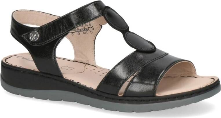 Caprice Zwarte Casual Open Platte Sandalen Black Dames