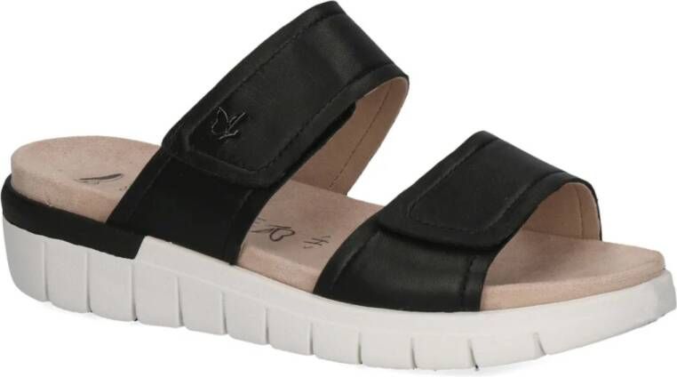 Caprice Zwarte Casual Open Platte Sandalen Black Dames