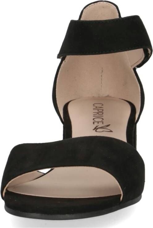 Caprice Zwarte Suède Casual Open Sandalen Black Dames