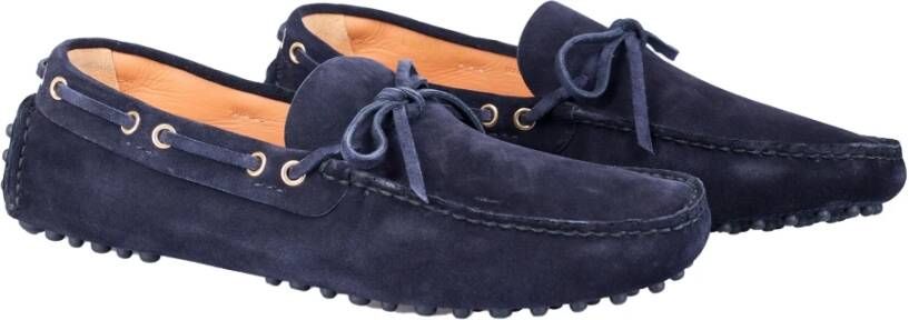 Car Shoe Leren Loafers voor Warm Weer Blue Heren