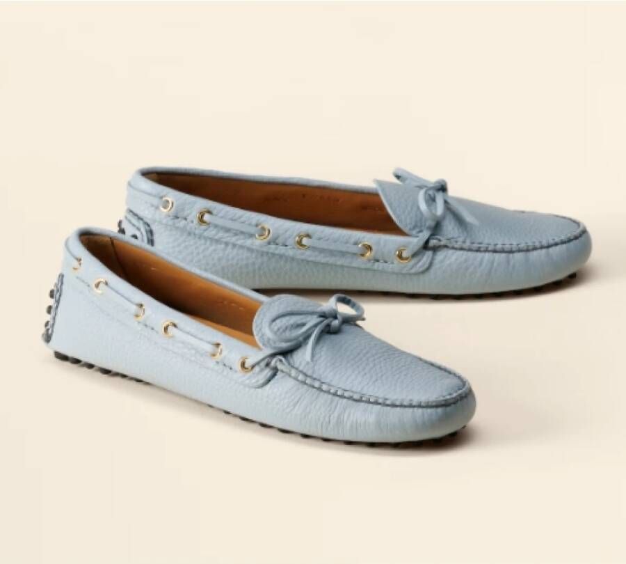 Car Shoe Suède Mocassin met Strikdetail Blue Dames