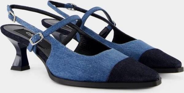 Carel Blauwe Katoenen Pumps met Enkelband Blue Dames