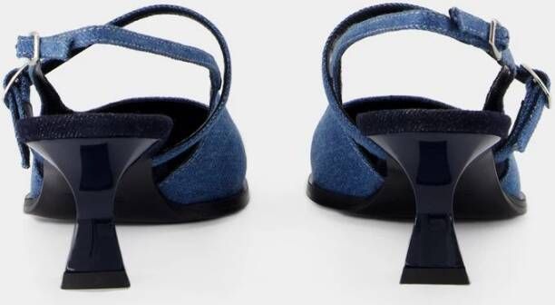 Carel Blauwe Katoenen Pumps met Enkelband Blue Dames