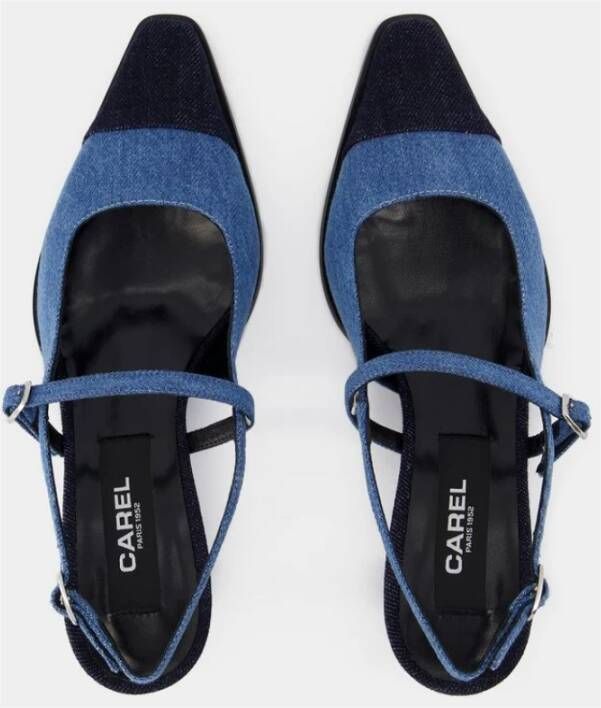 Carel Blauwe Katoenen Pumps met Enkelband Blue Dames