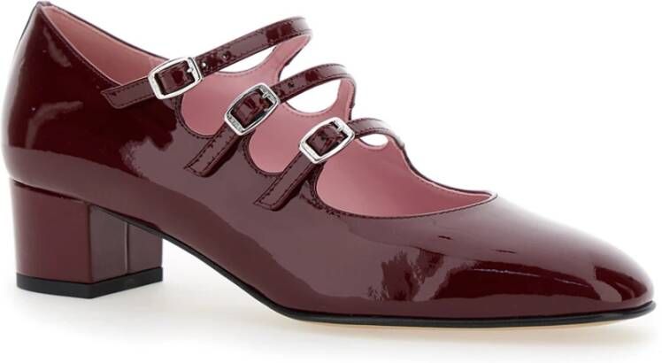 Carel Burgundy Patent Hak Schoenen Red Dames