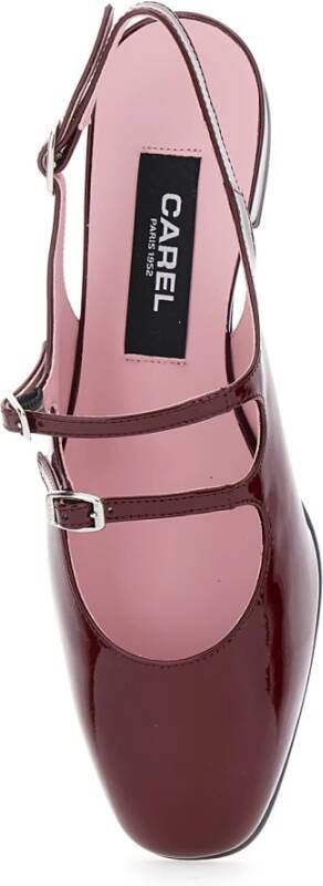 Carel Burgundy Patent Hak Schoenen Red Dames