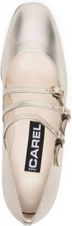 Carel Metallic Effect Leren Gesp Schoenen Yellow Dames