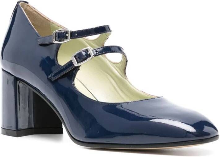 Carel Navy Glanzend Leren Enkelband Pumps Blue Dames