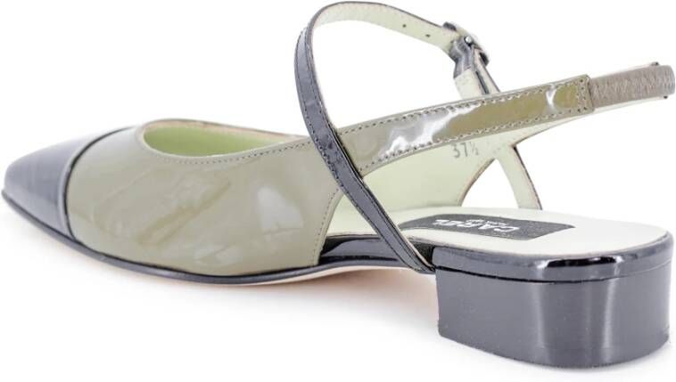 Carel Tweekleurige platte schoenen met vierkante neus Green Dames