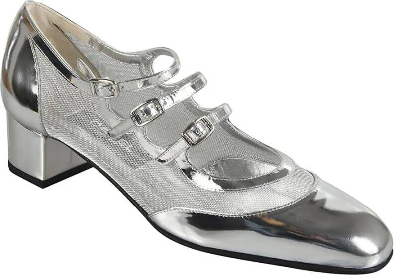 Carel Zilver Gelamineerde Pumps met Hak Gray Dames