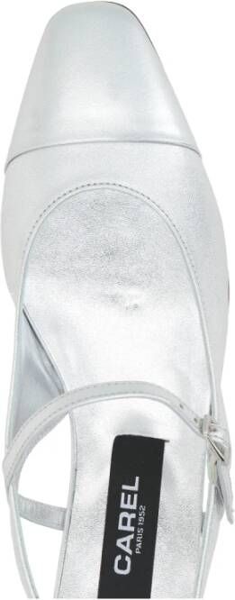 Carel Zilveren Hak Slingback Mary-Jane in Leer Gray Dames