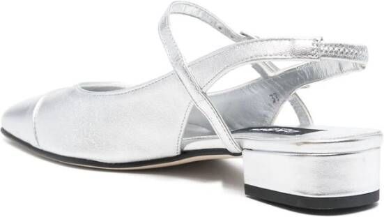 Carel Zilveren Slingback Band Schoenen Gestapelde Zool Gray Dames