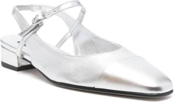 Carel Zilveren Slingback Band Schoenen Gestapelde Zool Gray Dames