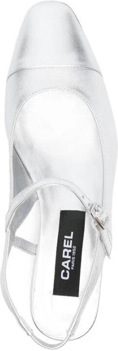 Carel Zilveren Slingback Band Schoenen Gestapelde Zool Gray Dames