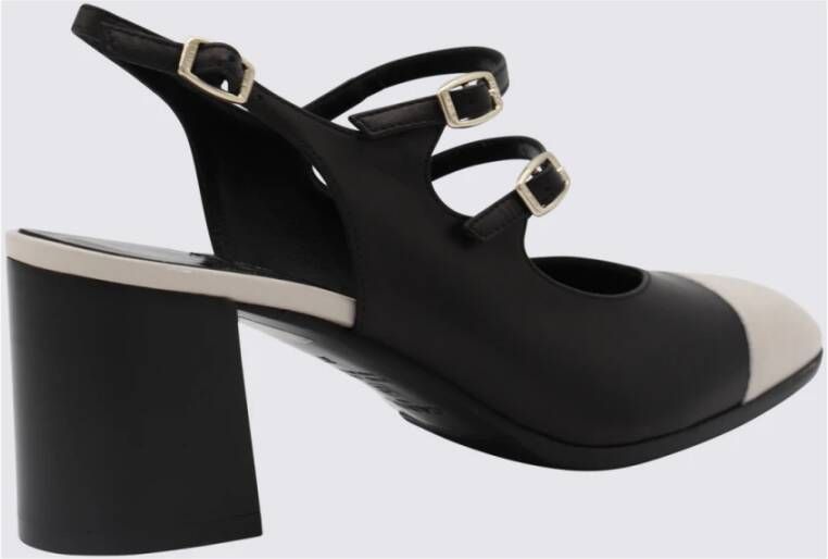 Carel Zwart & Wit Gesp Pumps met Vierkante Hak Black Dames