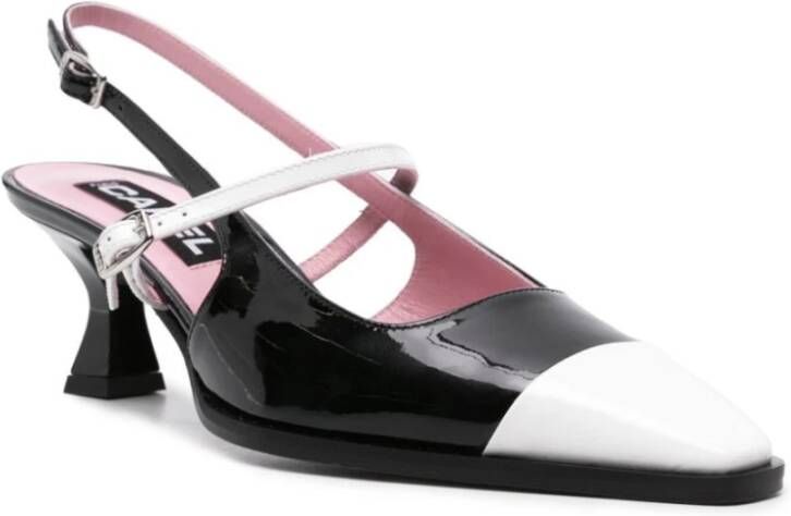 Carel Zwart Wit Leren Pumps Enkelband Black Dames