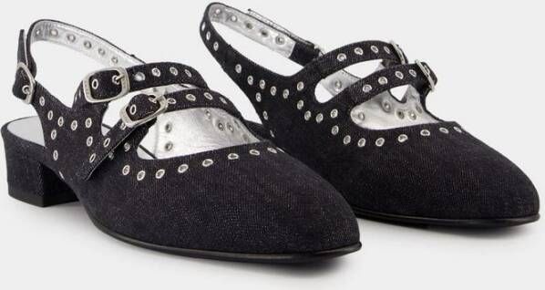 Carel Zwarte Denim Slingback Koningin Schoenen Black Dames