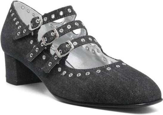 Carel Zwarte Gespband Lage Blokhak Schoenen Black Dames