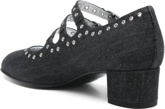 Carel Zwarte Gespband Lage Blokhak Schoenen Black Dames