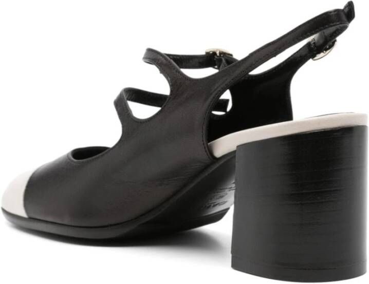 Carel Zwarte Korrelige Leren Blokhak Schoenen Black Dames