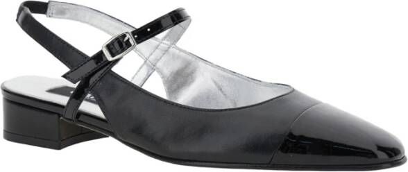 Carel Zwarte leren Slingback balletschoenen Black Dames