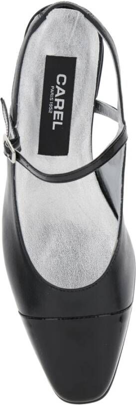 Carel Zwarte leren Slingback balletschoenen Black Dames