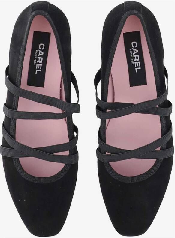 Carel Zwarte Suède Ballet Flats Amandel Teen Black Dames