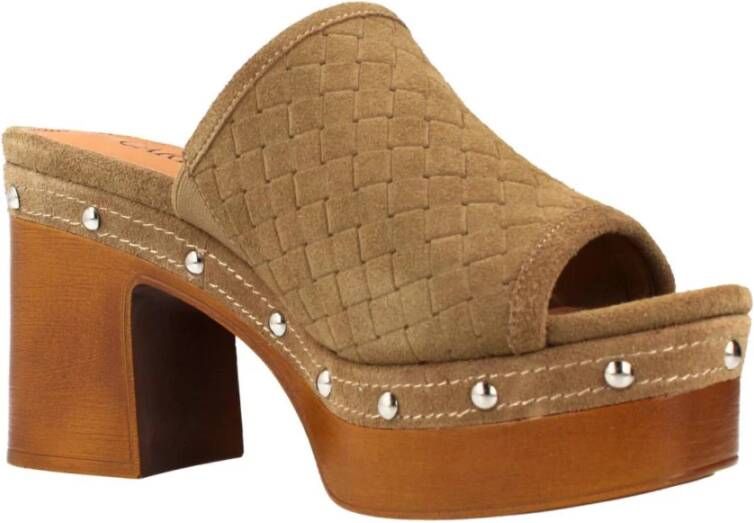 Carmela Stijlvolle Heeled Mules Sandaal Brown Dames