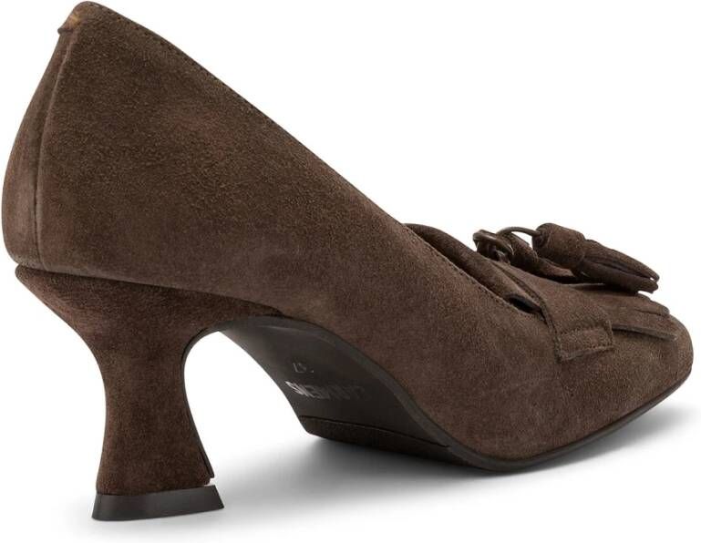 Carmens Suede Fringe Moccasin Heels voor de herfst Brown Dames