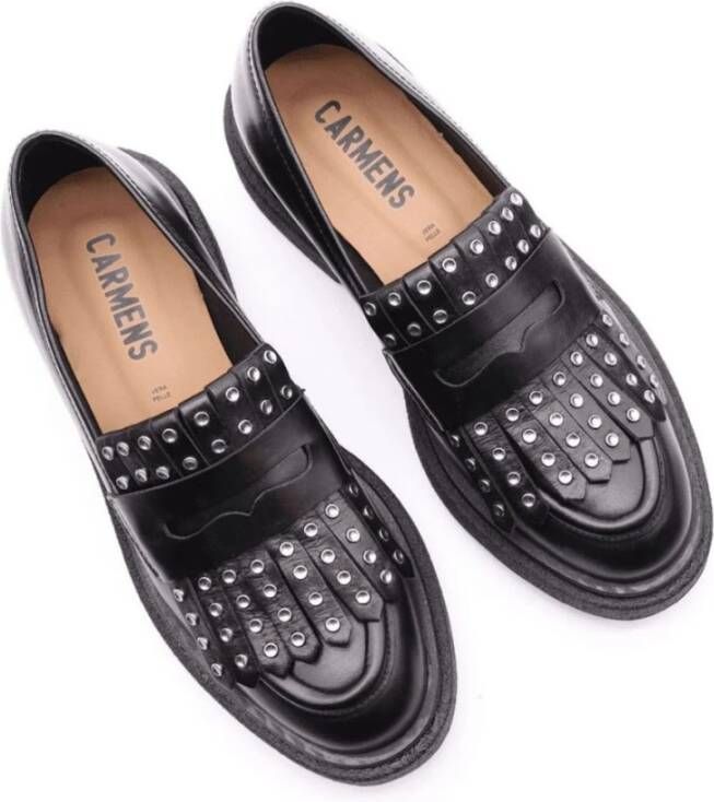 Carmens Zwarte Fringe Loafers Black Dames