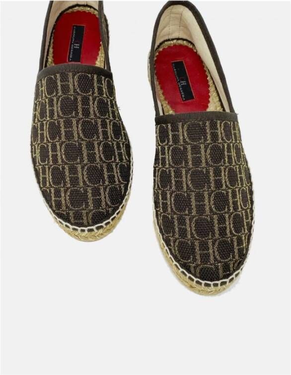 Carolina Herrera Bruin en Goud Canvas Espadrilles Brown Dames