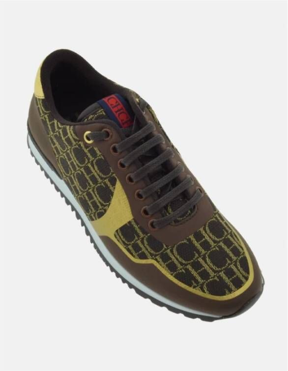 Carolina Herrera Bruin en Goud Canvas Runner Sneakers Multicolor Dames