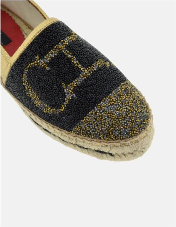 Carolina Herrera Gouden Bezaaide Espadrilles met CH Initialen Multicolor Dames