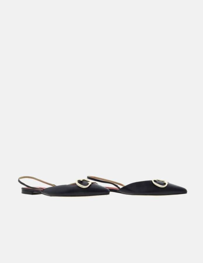 Carolina Herrera Platte Leren Insignia Schoenen Black Dames