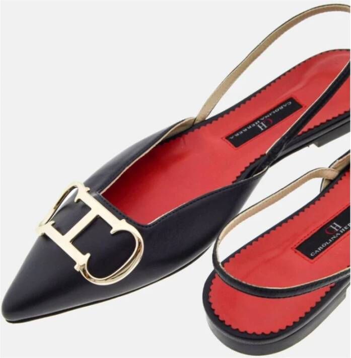 Carolina Herrera Platte Leren Insignia Schoenen Black Dames