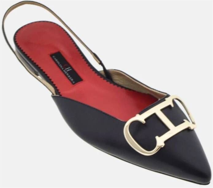 Carolina Herrera Platte Leren Insignia Schoenen Black Dames