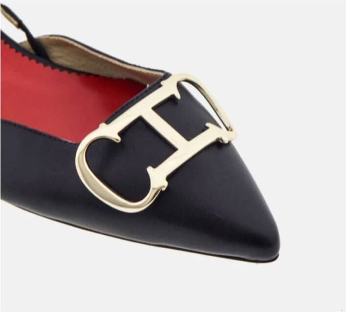 Carolina Herrera Platte Leren Insignia Schoenen Black Dames