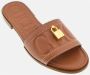 Carolina Herrera Platte Leren Sandaal Slot Detail Brown Dames - Thumbnail 4