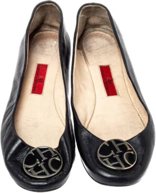 Carolina Herrera Pre-owned Leather flats Black Dames