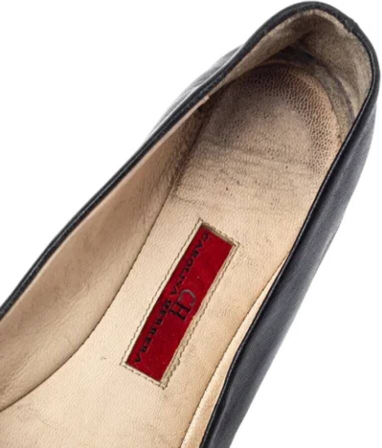 Carolina Herrera Pre-owned Leather flats Black Dames