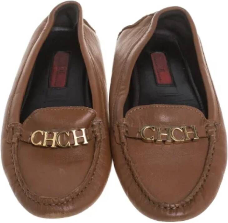 Carolina Herrera Pre-owned Leather flats Brown Dames