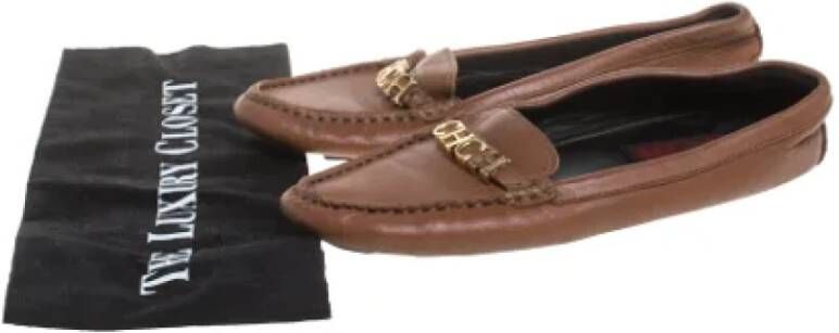 Carolina Herrera Pre-owned Leather flats Brown Dames