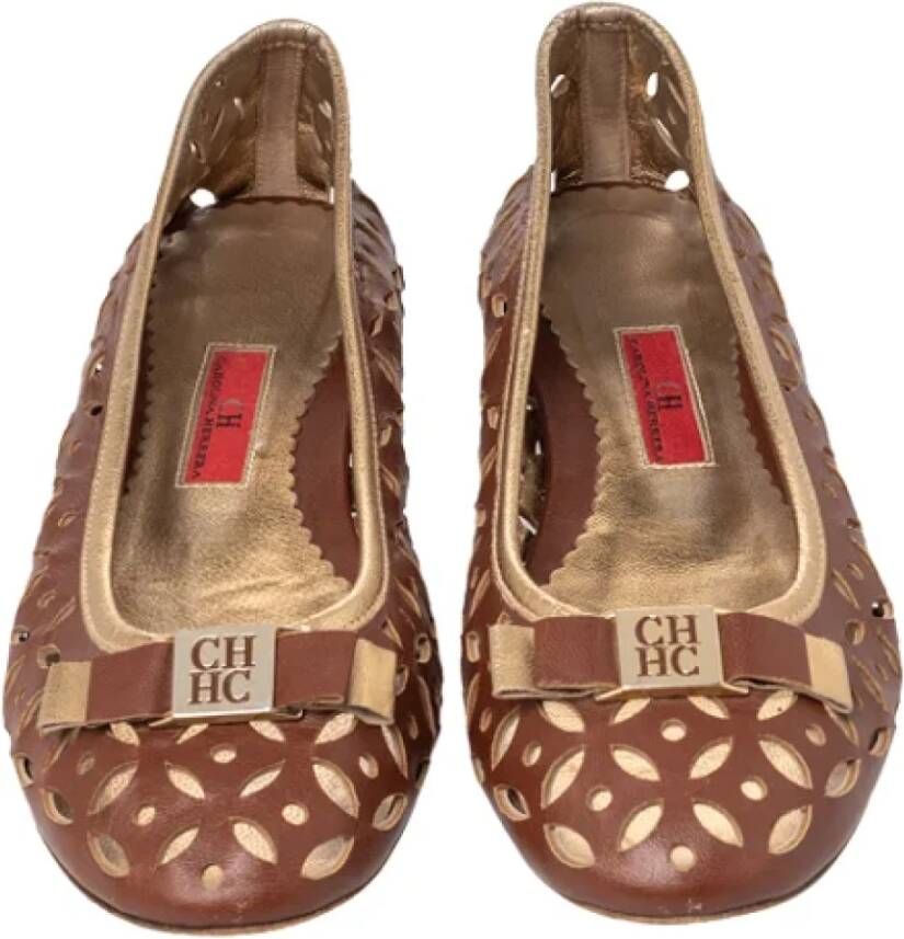 Carolina Herrera Pre-owned Leather flats Brown Dames