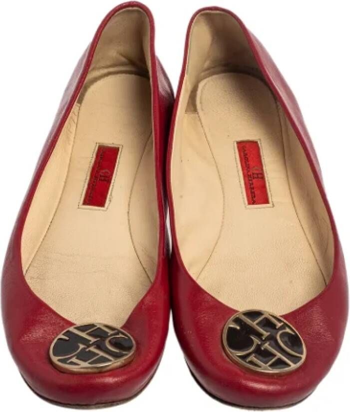 Carolina Herrera Pre-owned Leather flats Red Dames