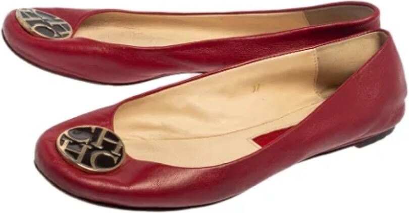 Carolina Herrera Pre-owned Leather flats Red Dames