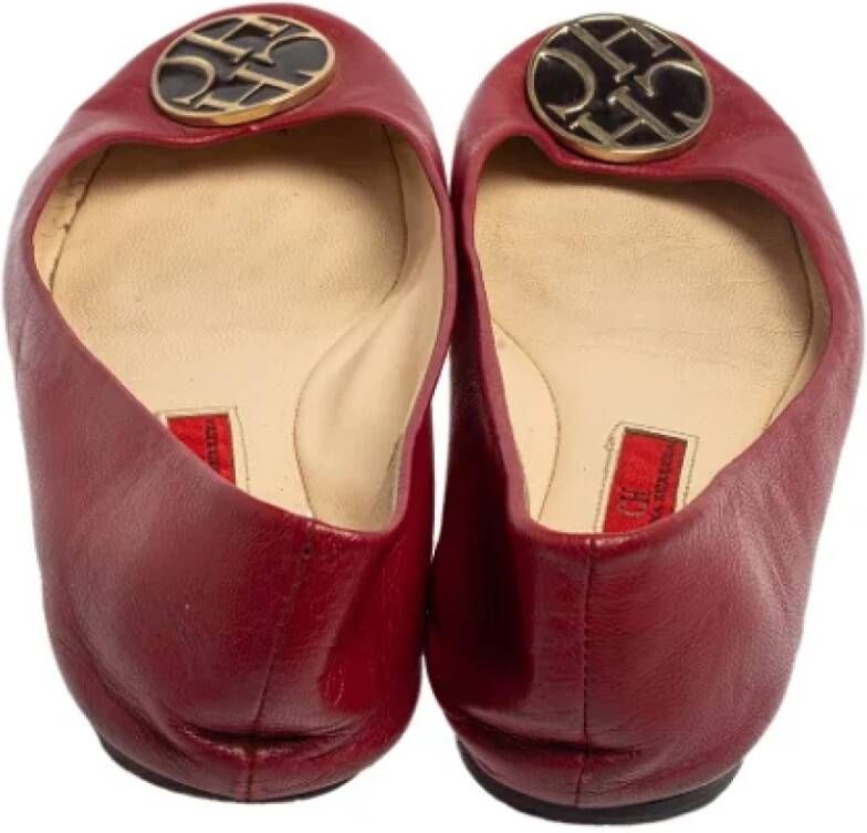 Carolina Herrera Pre-owned Leather flats Red Dames