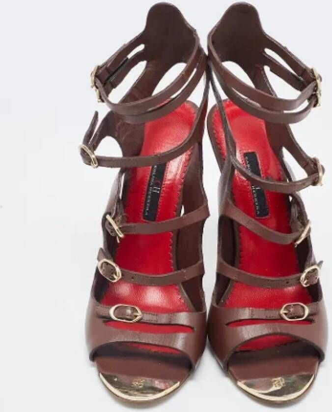 Carolina Herrera Pre-owned Leather sandals Brown Dames