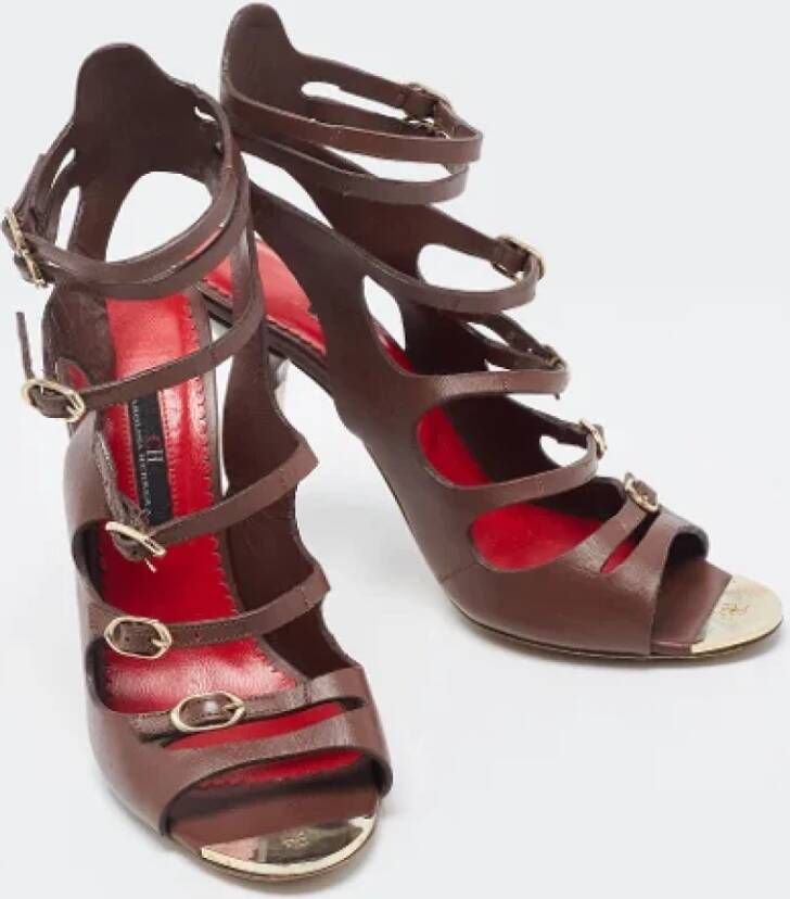 Carolina Herrera Pre-owned Leather sandals Brown Dames